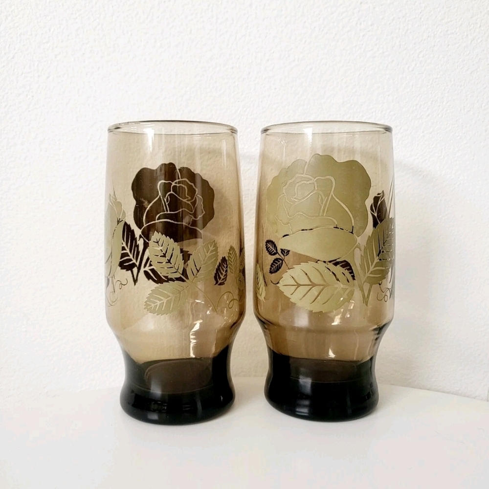Vintage Floral Glass Tumblers